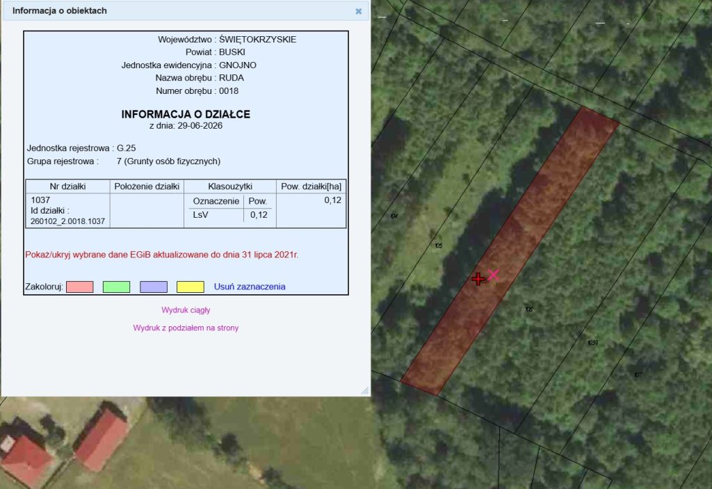 Komplet działek rolnych i leśnych 0,92ha – Ruda, gm. Gnojno