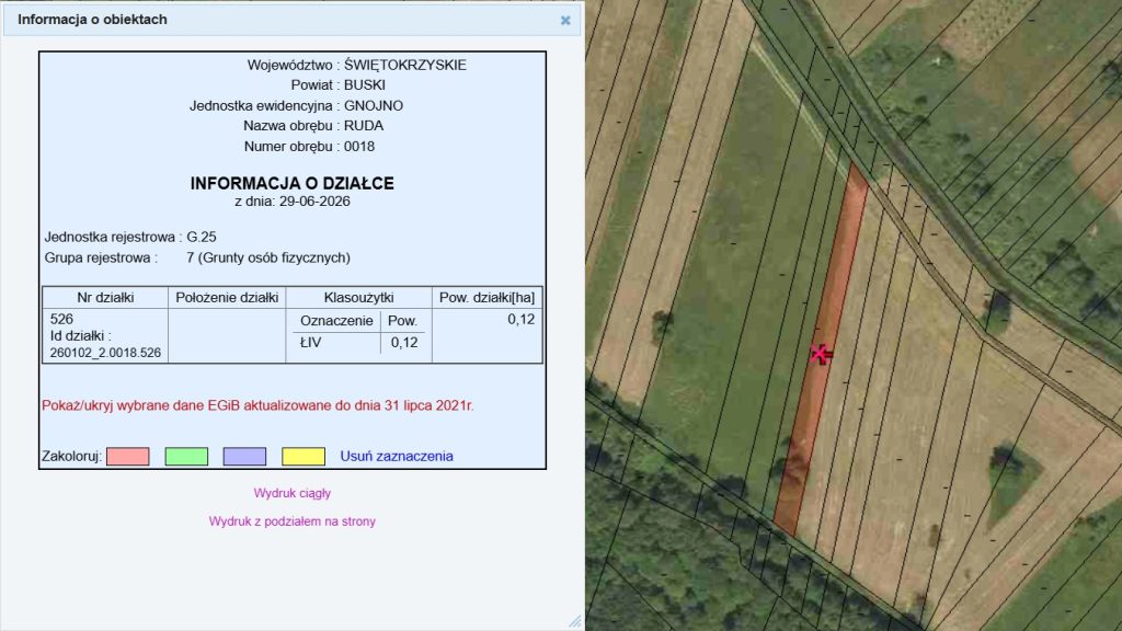 Komplet działek rolnych i leśnych 0,92ha – Ruda, gm. Gnojno