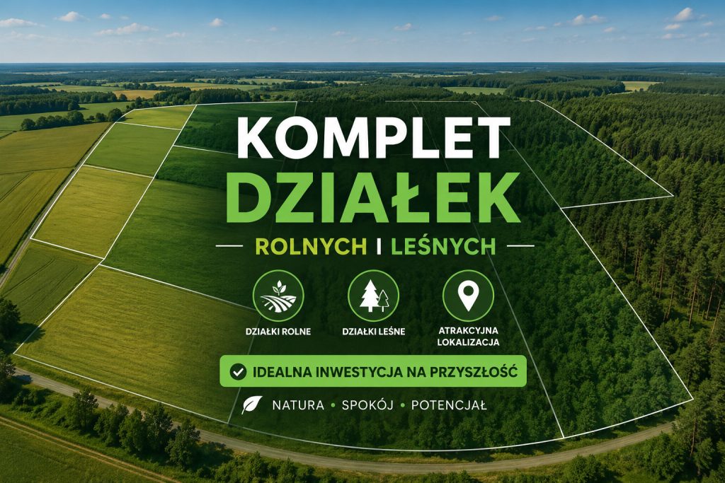 Komplet działek rolnych i leśnych 0,92ha – Ruda, gm. Gnojno
